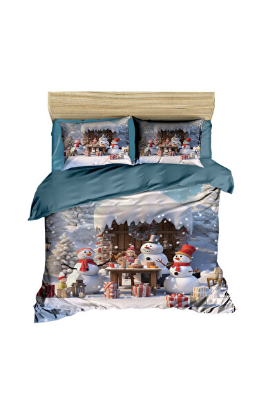Fabeteks New Year Snowmen Digital Duvet Cover Set Around the Table