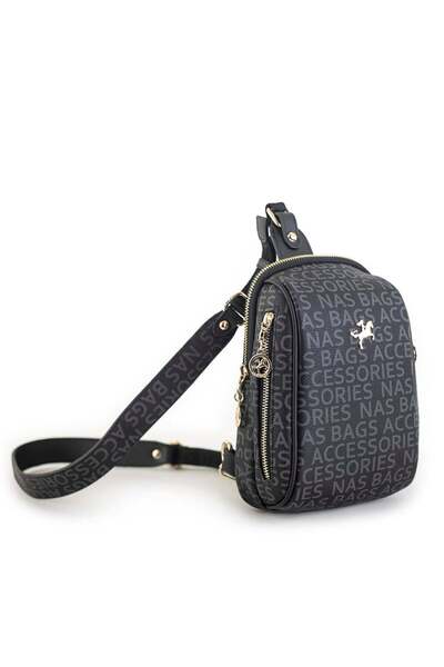 Nas Bag Geantă de damă pentru talie și corp cu scris negru