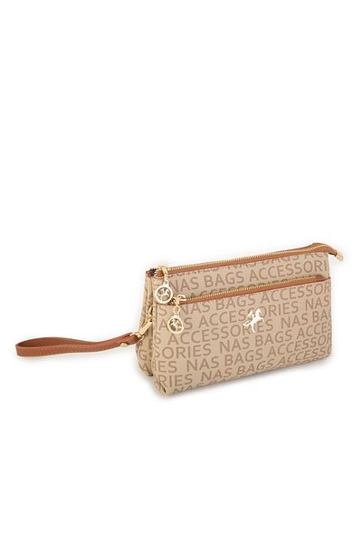 Nas Bag Mink Tan Women's Bag - Cross and Clutch, Wrist and Cross Strap, 24X15 cm