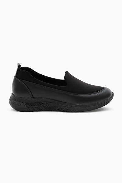 Tonny Black Women's Black Strec Heel Gel Orthopedic Mother Casual Shoes