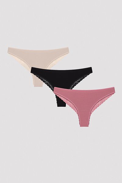 Penti Love Lace Detailed 3-Piece Brazilian Panties