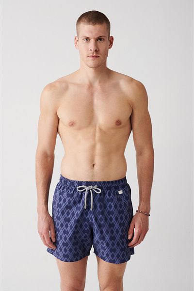 Avva Μπλε Navy Quick Dry Geometric Printed Standard Size Special Boxed Comfort Fit Μαγιό θαλάσσης