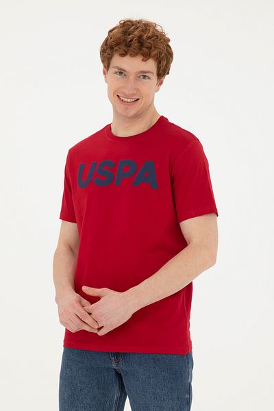 U.S. Polo Assn. Ανδρικό μπλουζάκι με κανονική εφαρμογή με λαιμόκοψη Claret Red Basic 50279620 -vr014