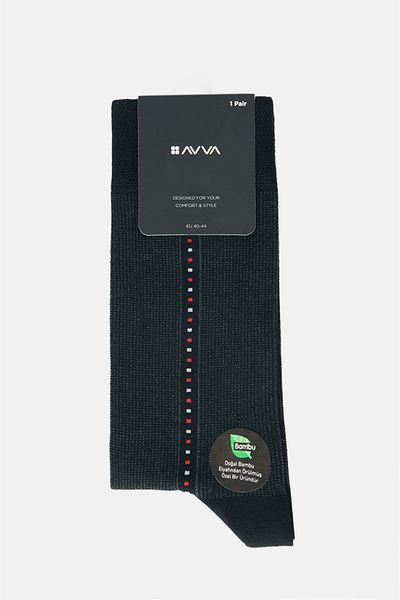 Avva Мъжки черни шарени бамбукови чорапи A32y8527
