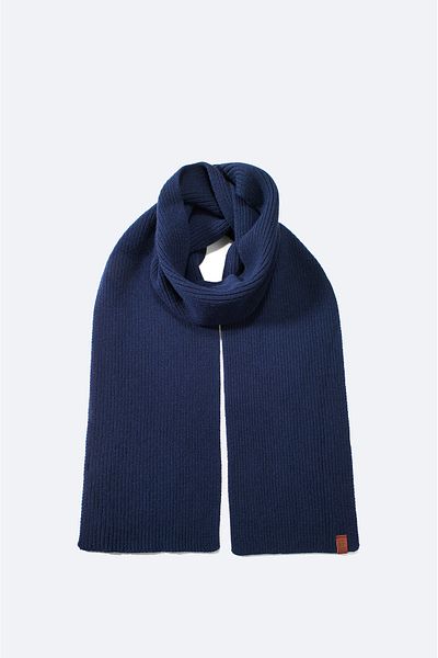 Avva Ανδρικό μαντήλι με ραβδώσεις από μαλλί Navy Blue B 009400