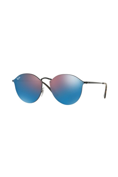 Ray-Ban Unisex Black-Blue Organic Mirrored Sunglasses - Glass Steel Closed, O...