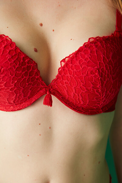 Penti Kırmızı Destekli Dantelli Sütyen