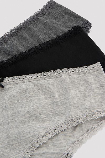 Penti Daily Lace, pachet de 3 chiloți gri hipster
