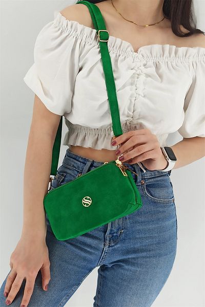Çlk Accessories Mini geantă verde cu trei fermoare (Micro Book Carrier)