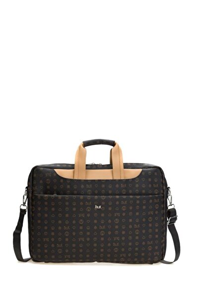 Bilik Deri Monogram Black-Camel Unisex Laptop & Χαρτοφύλακας BRIEFCASE-MN