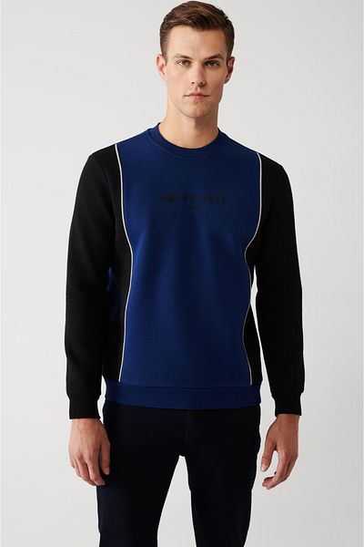 Avva Ανδρικό φούτερ Saks Crew Neck με 3 κλωστές με στάμπα με σλόγκαν A32y1385