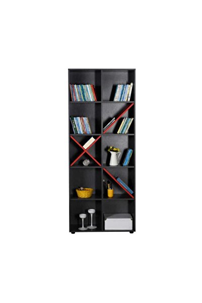 Adore Mobilya Adore Gaming 10 Raflı Dekoratif Kitaplık Ktp-910-sk-1 Antrasit-kırmızı