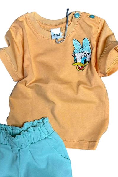 Riccotarz Minnie Embroidered Baby Girl Blue Shorts Set - Text Printed