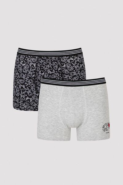 Penti Γκρι 2-pack Mid Boxer-keith Haring Collection