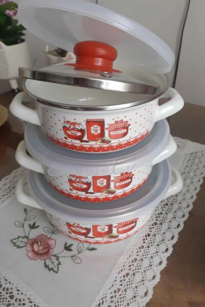 Protocol London 3-Piece Enamel Storage Container 14/16/18 cm - Whether You Cook or Store