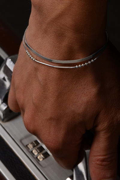 Ricco Jewellery 925 Ayar Gümüş Old Money Oksitli İtalyan Ezme Bileklik