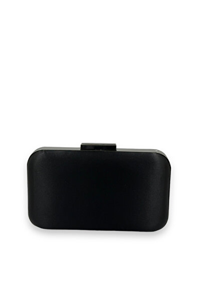 Generic Brand 2026 Collection Black Satin Textured Evening Dress Bag Silver C...