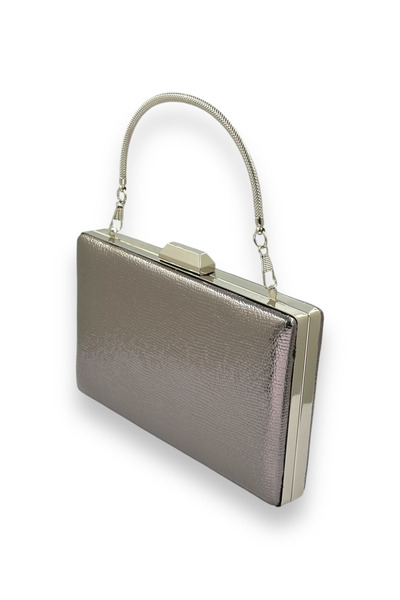 MSglame Geantă de seară cu curea cu lanț de platină gri antracit - nuntă logodnă absolvire