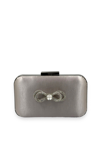 MidStore Mink Color Satin Silver Case Silver Stone Evening Dress Bag Evening ...