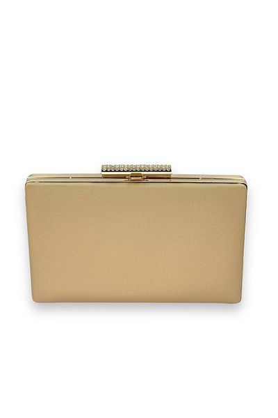 Wedding Fashion Nude Colored Matte Satin Evening Dress with Non-Scratch Hand and Print Detail, Evening Bag and Portfolio Clutch for Wedding and Engagement