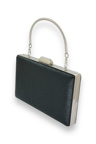 Wedding Fashion Culoare neagră Model de cristal Piele mată Mâner metalic Geantă de seară Clutch Henna Geantă de bal de absolvire