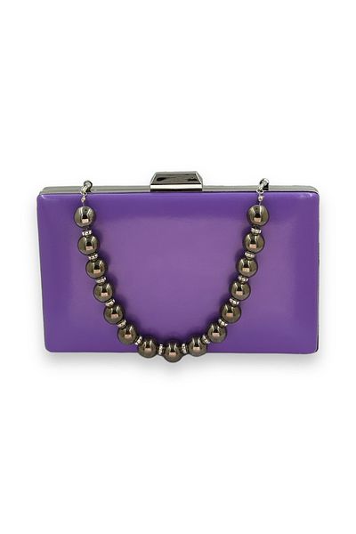 Wedding Fashion Purple Pearl Leather Evening Bag - Portfolio and Clutch Model, for Wedding and Engagement
