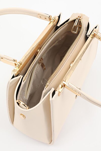 Levidor Krem Metal Şerit Detaylı El Çantası