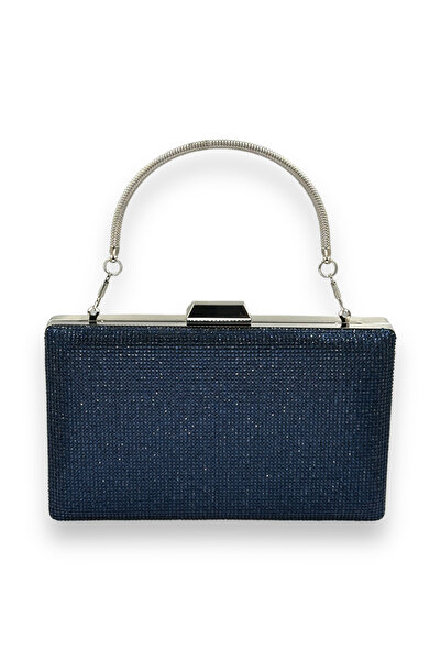 MidStore Culoarea Albastru Marin Cristal Piatra Metal Maner Geanta Rochie De ...