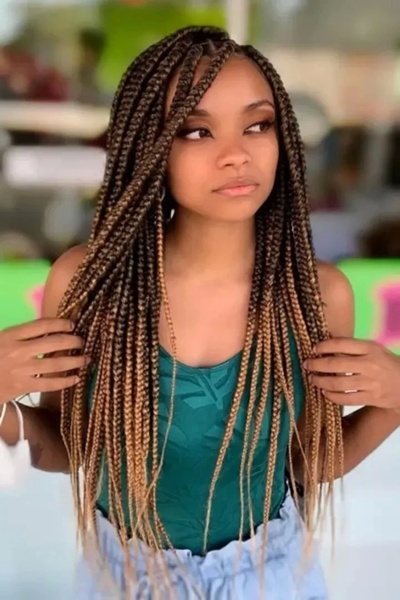 PRVT Kahverengi Siyah Iki Renk Ombreli Afrika Zenci Örgüsü Box Braid Sentetik Saç 60cm 100gr