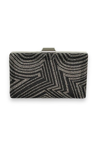 MidStore Negru Argintiu Cristal Piatra Rochie De Seara Geanta Nunta Logodna H...