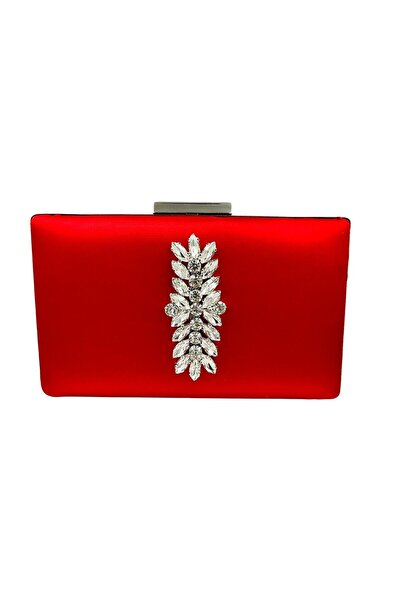 Generic Brand Satin Evening Dress Bag Night Portfolio with Red Silver Case