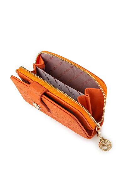 Nas Bag Orange Embossed Women's Wallet - Multiple Card Compartments
