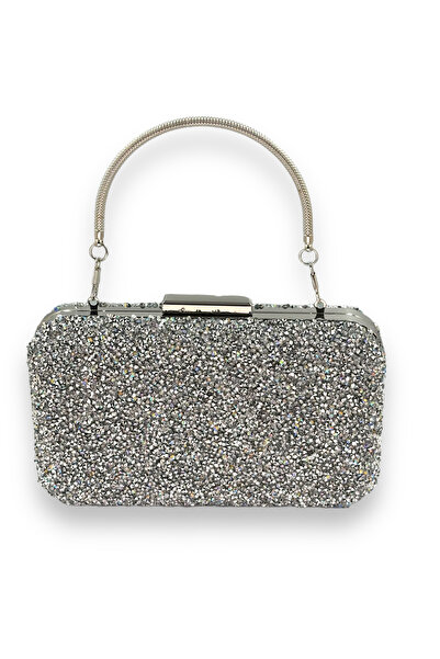 Wedding Fashion Geantă de seară cu pietre argintii Clutch Geantă de absolvire...