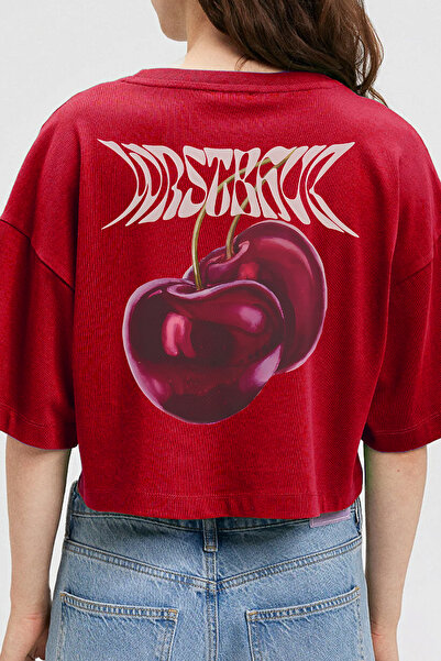 CC STORE Wrst Wrst Crop Back Cherry Designed Four Season |   Front and Back Printed |   Red