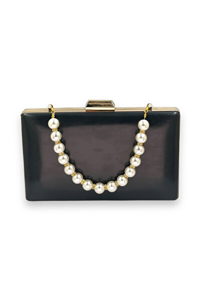 Generic Brand Navy Blue Color Evening Dress Bag Pearl Clutch and Portfolio