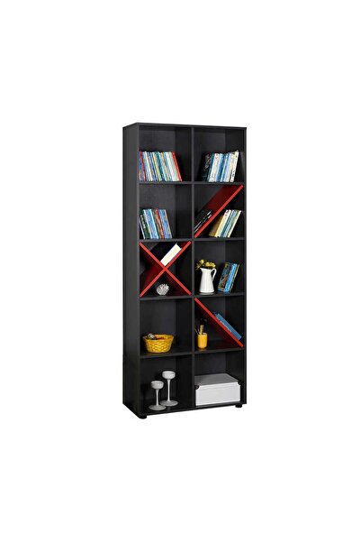 Adore Mobilya Adore Gaming 10 Raflı Dekoratif Kitaplık Ktp-910-sk-1 Antrasit-kırmızı