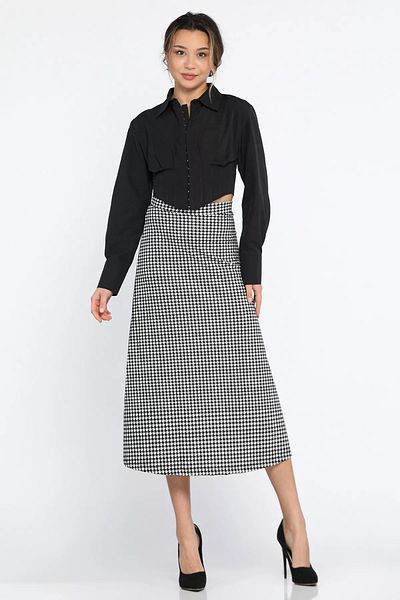 GÜLSELİ Ασπρόμαυρη φούστα με σχέδιο Houndstooth