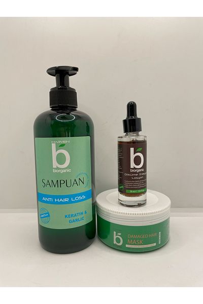 Biorganic 500ml Anti-Shedding Shampoo - Hair Roots Stimulating Lotion 30ml and 200ml Hair Care Mask