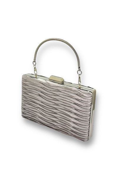 Wedding Fashion Geantă gri din satin pentru rochie de seară pentru absolvire - clutch de bal Henna cu mâner metalic