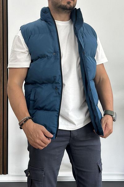 Edwox Мъжка жилетка Crozovise Slim Fit Puffer, синя Kf03