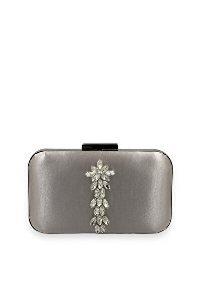 MidStore Mink Color Satin Silver Case Silver Stone Evening Dress Bag Evening ...