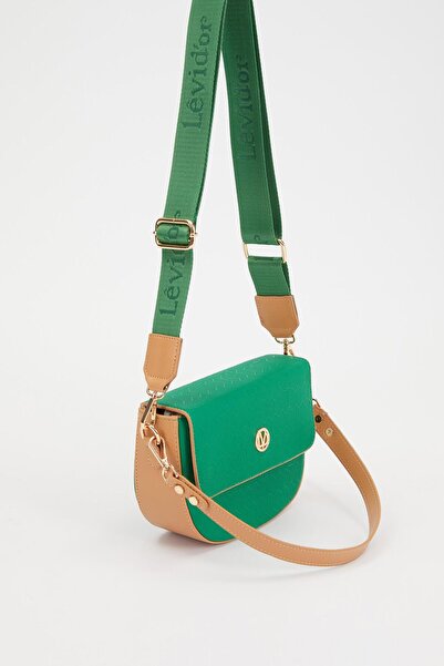 Levidor Grass Green Linen Pattern Shoulder Bag