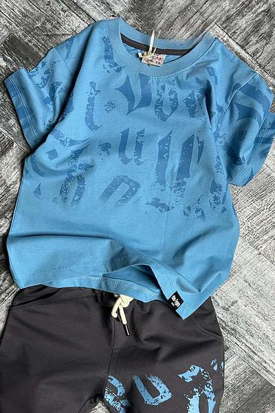 Riccotarz Set de pantaloni scurți albaștri cu model antic pentru băieți