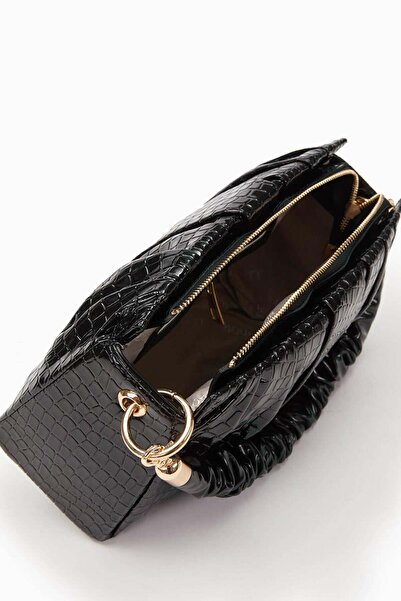 Levidor SİYAH KIRIŞIK RUGAN Büzgü Detaylı El Çantası