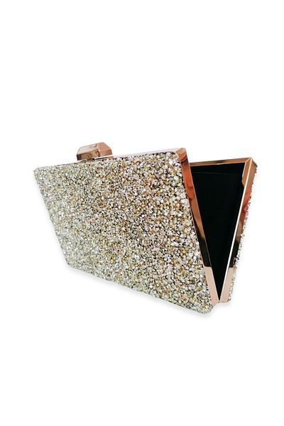 Wedding Fashion Rochie de seară din piatră aurie deschisă pentru absolvire clutch bal - geantă lucrată manual cu lanț