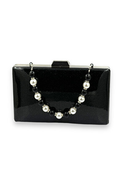 MidStore Black Kumsim Imported Evening Dress Bag with Silicone Coated Pearl S...