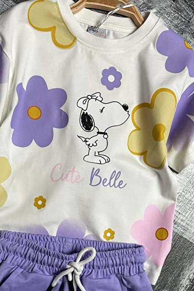 Riccotarz Purple Flower Printed Girl's Shorts Set - Digital