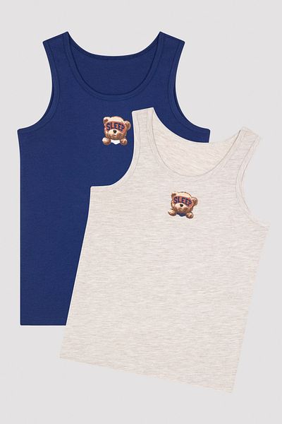 Penti Multicolored Boy's Teddy Bear Patterned 2-Piece Undershirt