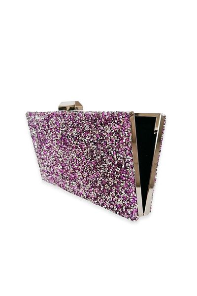 Wedding Fashion Geantă de rochie de seară cu piatră de culoare liliac, clutch, geantă de absolvire, geantă lucrată manual, geantă cu lanț