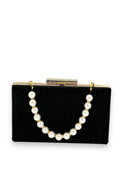 Wedding Fashion Mâner cu perle de culoare neagră, cu model cu laser, geantă d...